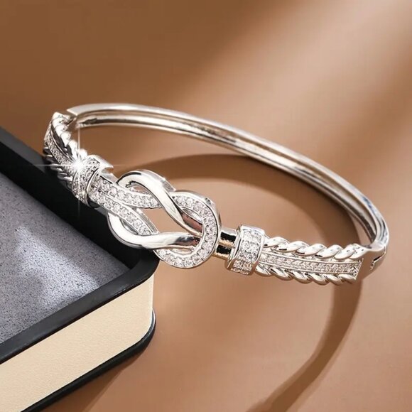 2ct Diamond Womens 14K White Gold Bangle Bracelet 14 K Sterling Silver Jewelry